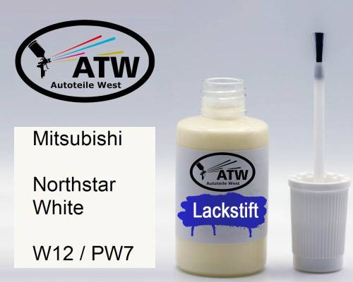 Mitsubishi, Northstar White, W12 / PW7: 20ml Lackstift, von ATW Autoteile West.